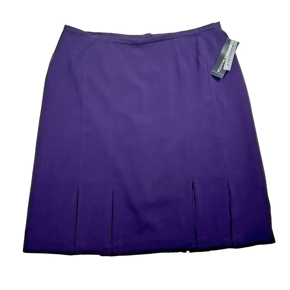 Norton McNaughton Womens 18 Pleated Skirt Deep Plum Career Preppy Academia